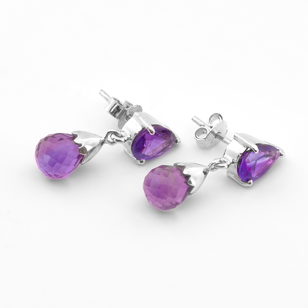 Boucles d'oreilles amethyste argent Vio